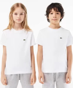 Lacoste Girl Clothing-Plain Cotton Jersey T-Shirt