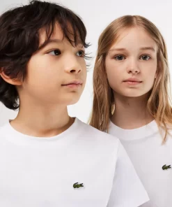 Lacoste Girl Clothing-Plain Cotton Jersey T-Shirt