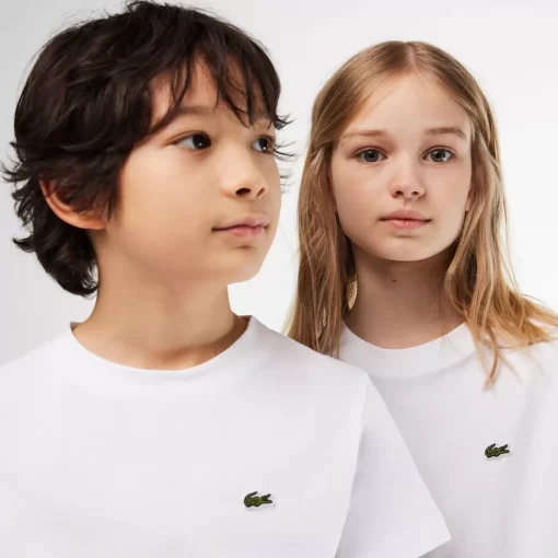 Lacoste Girl Clothing-Plain Cotton Jersey T-Shirt