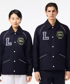 Lacoste Jackets & Coats-Premium Wool Varsity Badge Jacket