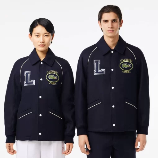 Lacoste Jackets & Coats-Premium Wool Varsity Badge Jacket