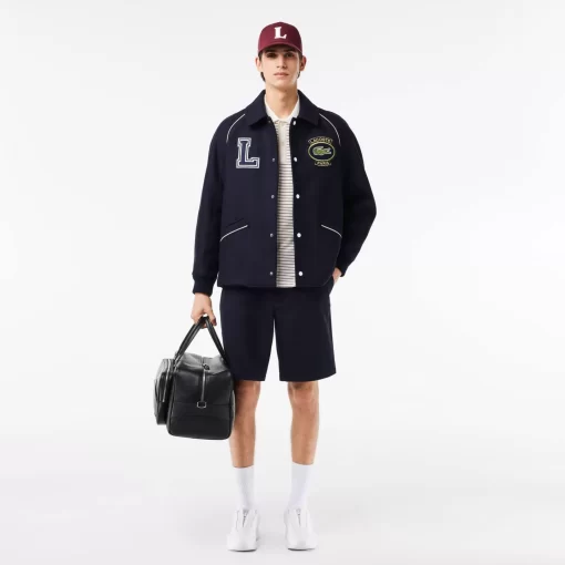 Lacoste Jackets & Coats-Premium Wool Varsity Badge Jacket