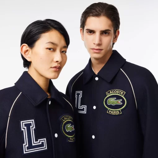 Lacoste Jackets & Coats-Premium Wool Varsity Badge Jacket