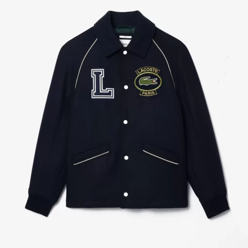 Lacoste Jackets & Coats-Premium Wool Varsity Badge Jacket