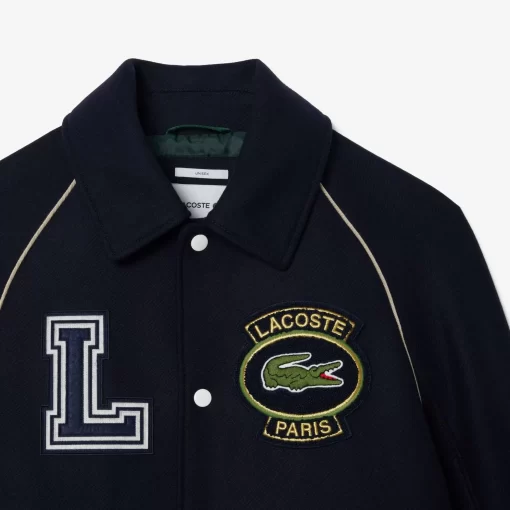 Lacoste Jackets & Coats-Premium Wool Varsity Badge Jacket