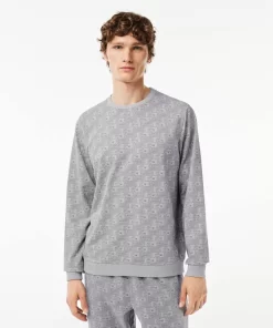 Lacoste Underwear & Lounge Wear-Printed Cotton Fleece Lounge Sweatshirt