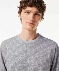 Lacoste Underwear & Lounge Wear-Printed Cotton Fleece Lounge Sweatshirt