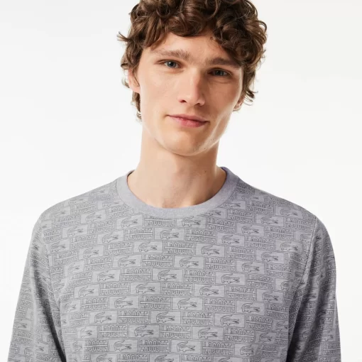 Lacoste Underwear & Lounge Wear-Printed Cotton Fleece Lounge Sweatshirt