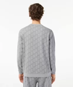 Lacoste Underwear & Lounge Wear-Printed Cotton Fleece Lounge Sweatshirt