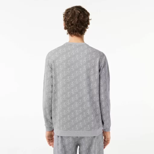 Lacoste Underwear & Lounge Wear-Printed Cotton Fleece Lounge Sweatshirt