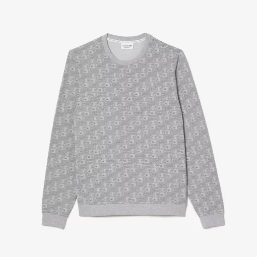 Lacoste Underwear & Lounge Wear-Printed Cotton Fleece Lounge Sweatshirt