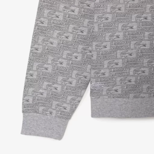 Lacoste Underwear & Lounge Wear-Printed Cotton Fleece Lounge Sweatshirt