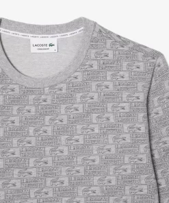 Lacoste Underwear & Lounge Wear-Printed Cotton Fleece Lounge Sweatshirt