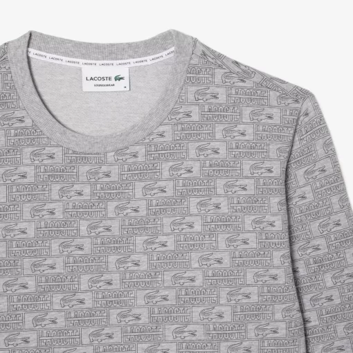 Lacoste Underwear & Lounge Wear-Printed Cotton Fleece Lounge Sweatshirt