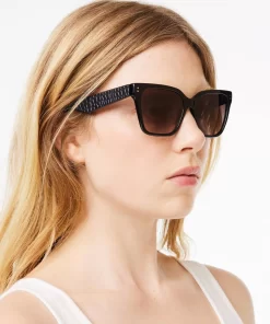 Lacoste Sunglasses-Rectangle Acetate Croco Skin Sunglasses