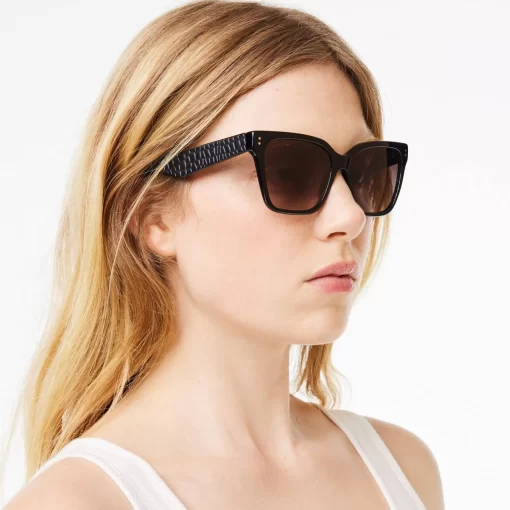 Lacoste Sunglasses-Rectangle Acetate Croco Skin Sunglasses