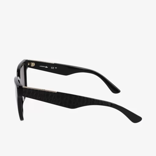 Lacoste Sunglasses-Rectangle Acetate Croco Skin Sunglasses