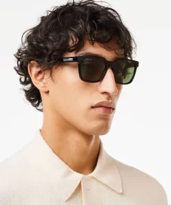 Lacoste Sunglasses-Rectangle Rubbery Stripes Sunglasses