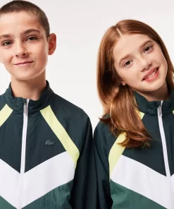 Lacoste Girl Clothing-Recycled Fiber Colourblock Zipped Jacket