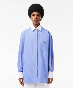 Lacoste Shirts & Tops-Regular Fit Contrast Collar Poplin Shirt