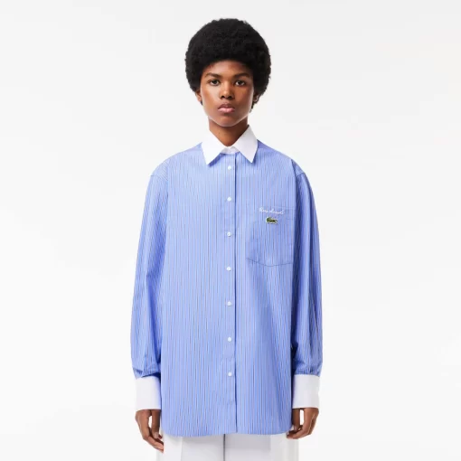 Lacoste Shirts & Tops-Regular Fit Contrast Collar Poplin Shirt