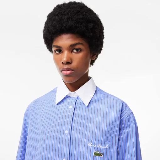 Lacoste Shirts & Tops-Regular Fit Contrast Collar Poplin Shirt