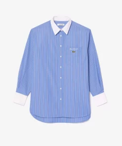 Lacoste Shirts & Tops-Regular Fit Contrast Collar Poplin Shirt