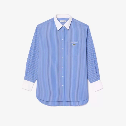 Lacoste Shirts & Tops-Regular Fit Contrast Collar Poplin Shirt