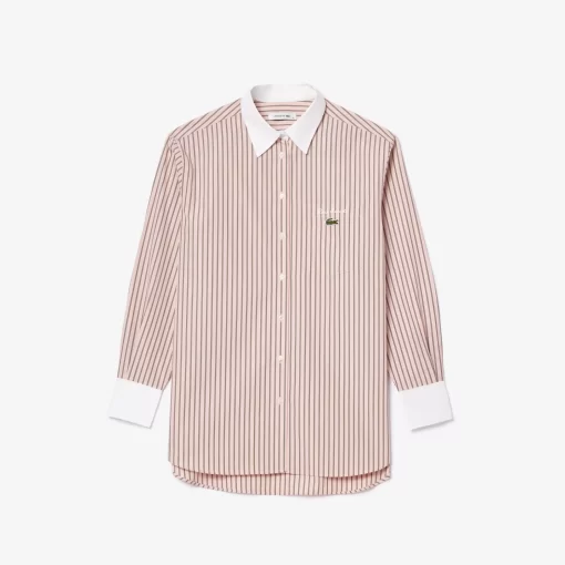 Lacoste Shirts & Tops-Regular Fit Contrast Collar Poplin Shirt