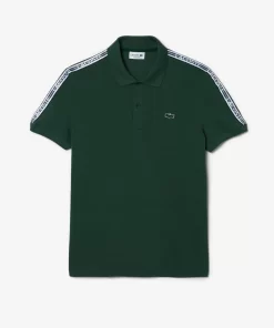 Lacoste Polo Shirts-Regular Fit Logo Stripe Stretch Cotton Polo Shirt