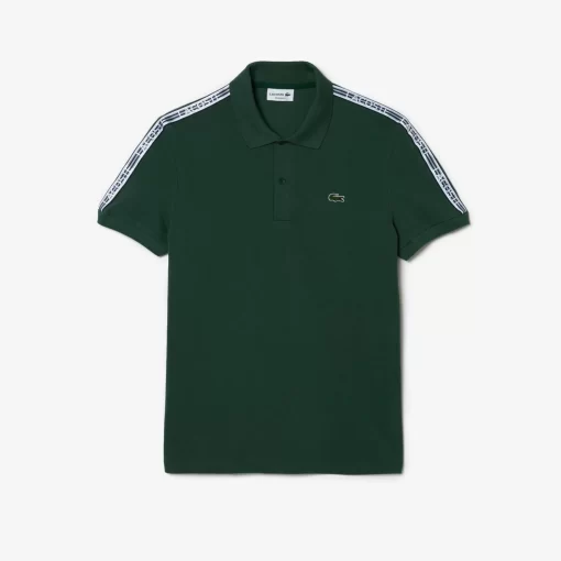 Lacoste Polo Shirts-Regular Fit Logo Stripe Stretch Cotton Polo Shirt