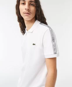 Lacoste Polo Shirts-Regular Fit Logo Stripe Stretch Cotton Polo Shirt