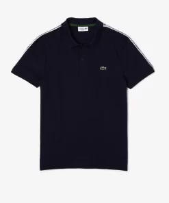 Lacoste Polo Shirts-Regular Fit Logo Stripe Stretch Cotton Polo Shirt