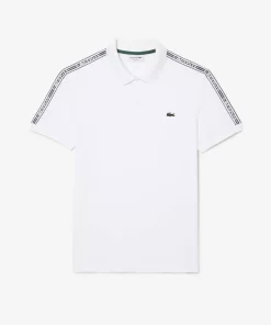 Lacoste Polo Shirts-Regular Fit Logo Stripe Stretch Cotton Polo Shirt