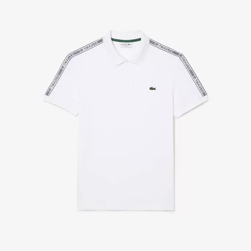 Lacoste Polo Shirts-Regular Fit Logo Stripe Stretch Cotton Polo Shirt