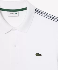 Lacoste Polo Shirts-Regular Fit Logo Stripe Stretch Cotton Polo Shirt