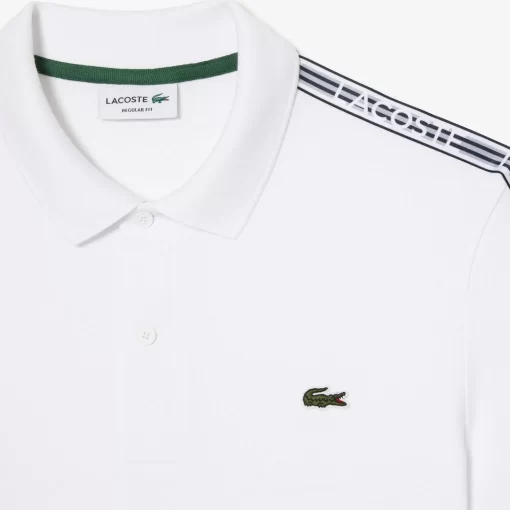 Lacoste Polo Shirts-Regular Fit Logo Stripe Stretch Cotton Polo Shirt