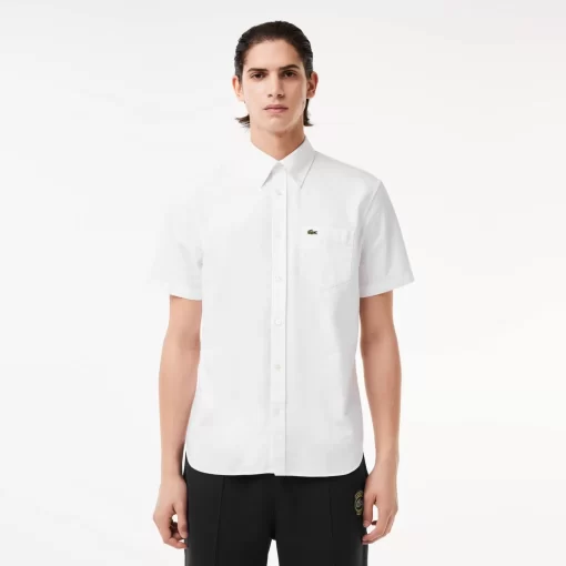 Lacoste Shirts-Regular Fit Short Sleeved Oxford Shirt