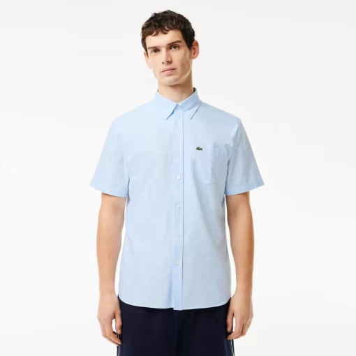 Lacoste Shirts-Regular Fit Short Sleeved Oxford Shirt