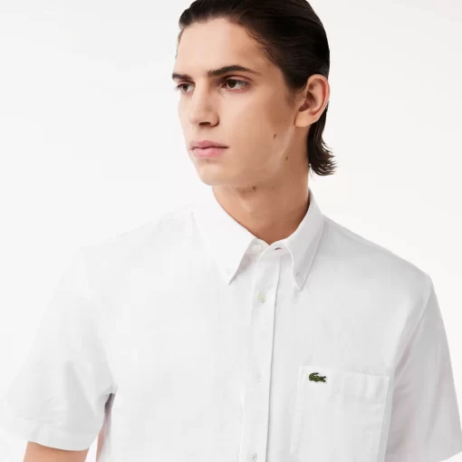 Lacoste Shirts-Regular Fit Short Sleeved Oxford Shirt