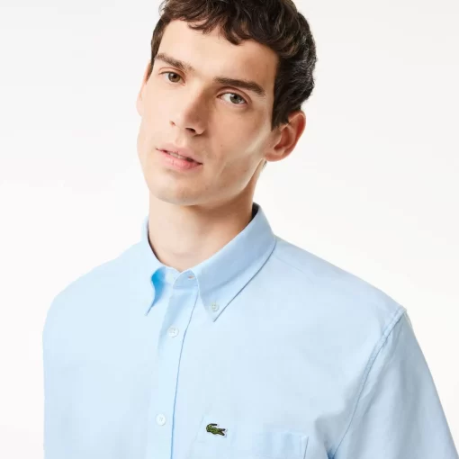 Lacoste Shirts-Regular Fit Short Sleeved Oxford Shirt