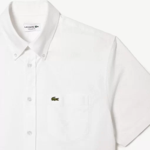 Lacoste Shirts-Regular Fit Short Sleeved Oxford Shirt