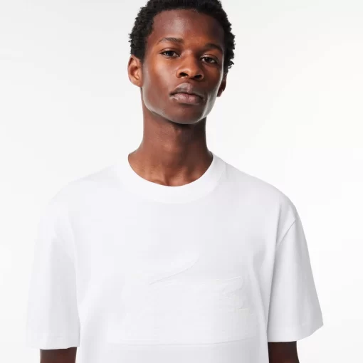 Lacoste T-Shirts-Relaxed Fit Quilted Badge Jersey T-Shirt