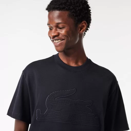 Lacoste T-Shirts-Relaxed Fit Quilted Badge Jersey T-Shirt