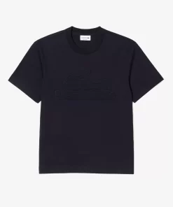 Lacoste T-Shirts-Relaxed Fit Quilted Badge Jersey T-Shirt