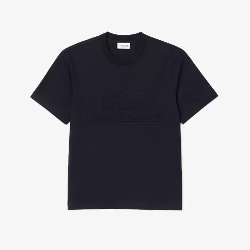 Lacoste T-Shirts-Relaxed Fit Quilted Badge Jersey T-Shirt