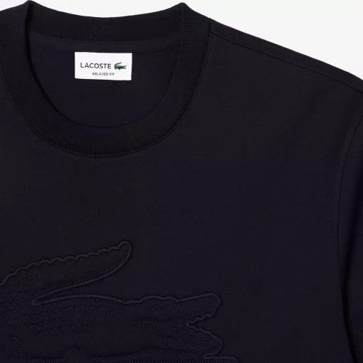 Lacoste T-Shirts-Relaxed Fit Quilted Badge Jersey T-Shirt