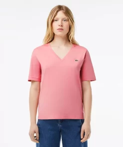 Lacoste T-Shirts-Relaxed Fit Soft Cotton Jersey V Neck T-Shirt