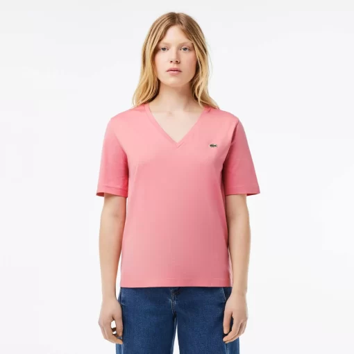 Lacoste T-Shirts-Relaxed Fit Soft Cotton Jersey V Neck T-Shirt