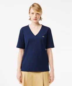 Lacoste T-Shirts-Relaxed Fit Soft Cotton Jersey V Neck T-Shirt